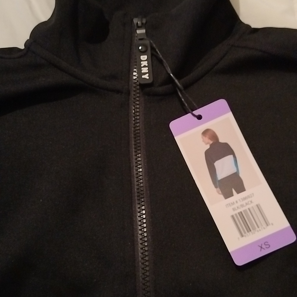 NWT DKNY Black, Blue and White Colorblock Half-Zip Pullover - XS - Picture 4 of 7